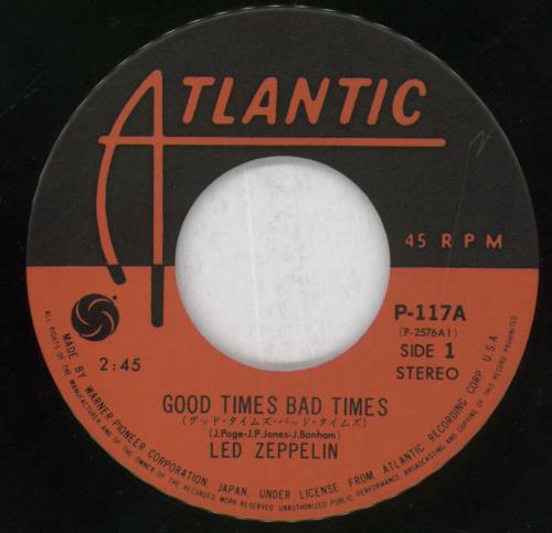 7” Led Zeppelin Good Times Bad Times DT1105 ATLANTIC Japan /00080 Led Zeppelin Good Times Bad Times Japanese 7
